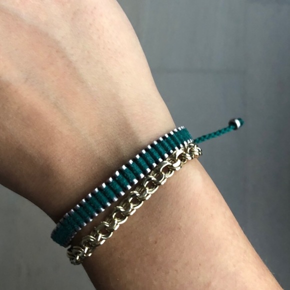 Indian links green stacking bracelet - Picture 3 of 4